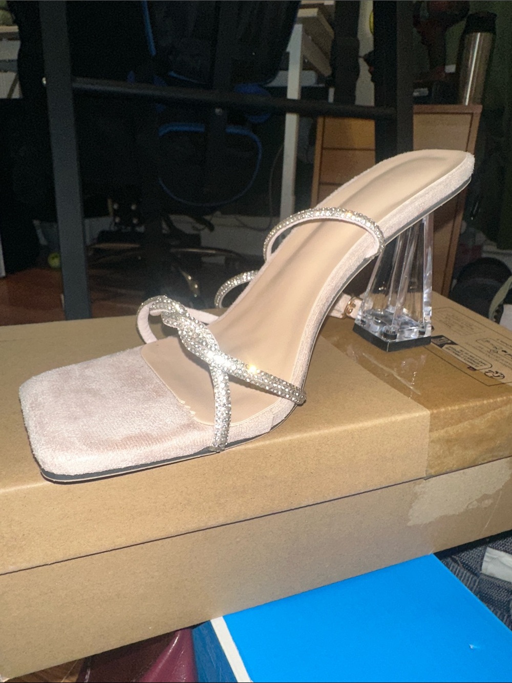 Beige Sparkly Heels